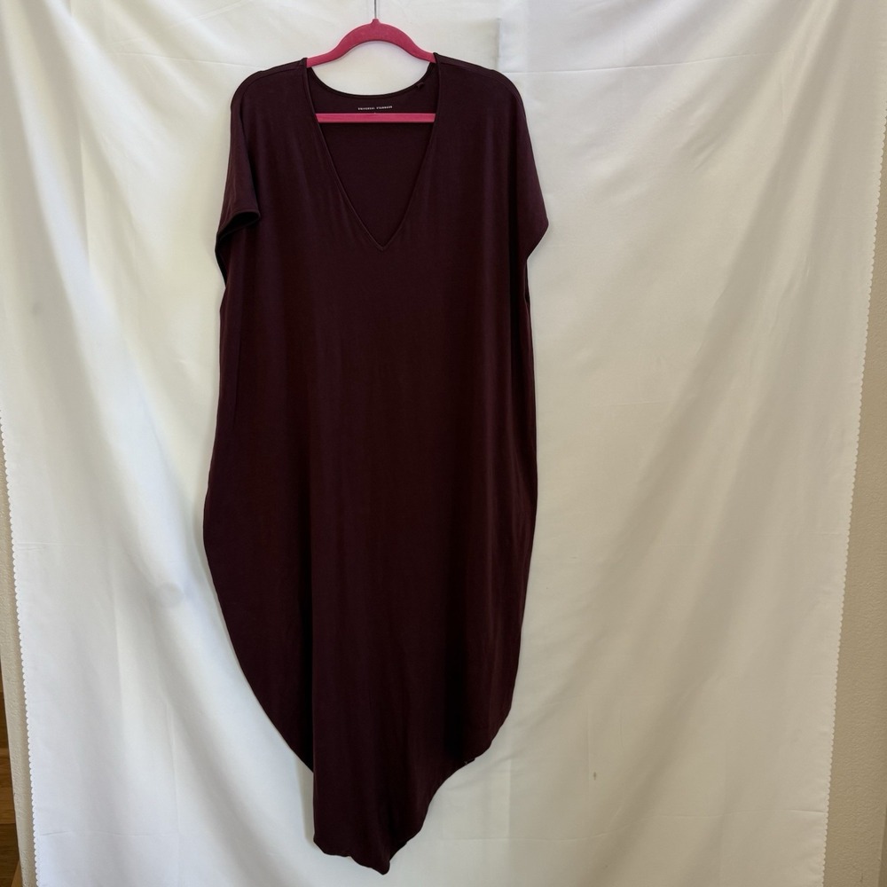 Universal Standard Dress Women Large Asymmetric Hem Maxi Burgundy Athleisure
